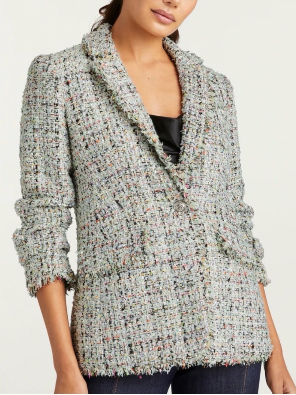 Cinq à Sept Anya Khloe Blazer  bouclé tweed fabric patina multi color size 8